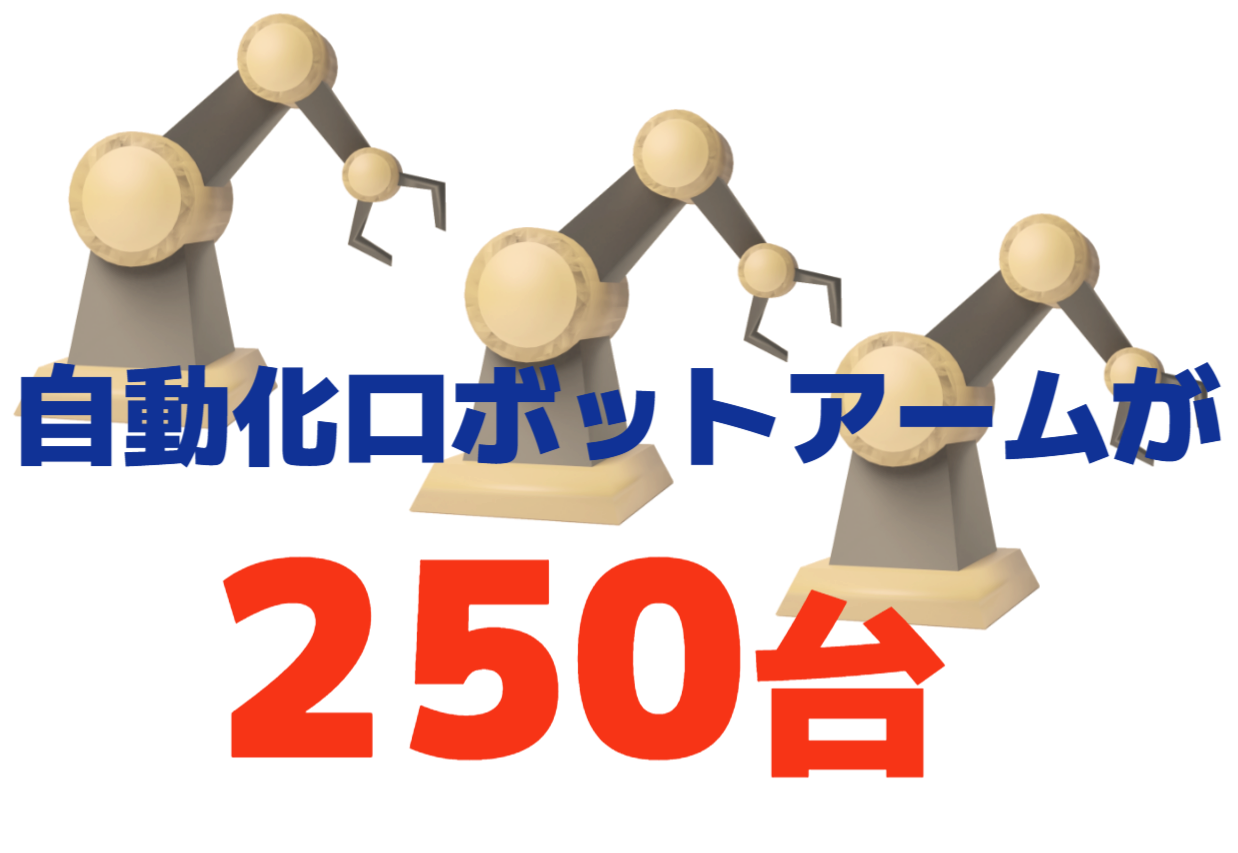 自動化ロボットアームが２５０台